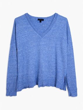J. Crew Heathered Blue V-Neck Sweater